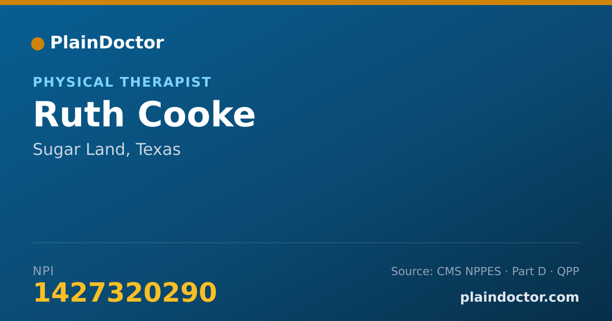 Shareable card for Ruth Cooke - Physical Therapist, Sugar Land, TX