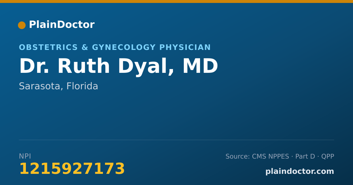 Shareable card for Ruth Dyal, MD - Obstetrics & Gynecology Physician, Sarasota, FL