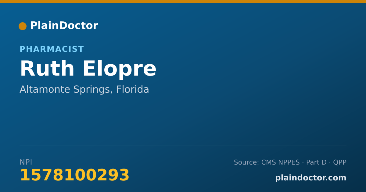Shareable card for Ruth Elopre - Pharmacist, Altamonte Springs, FL