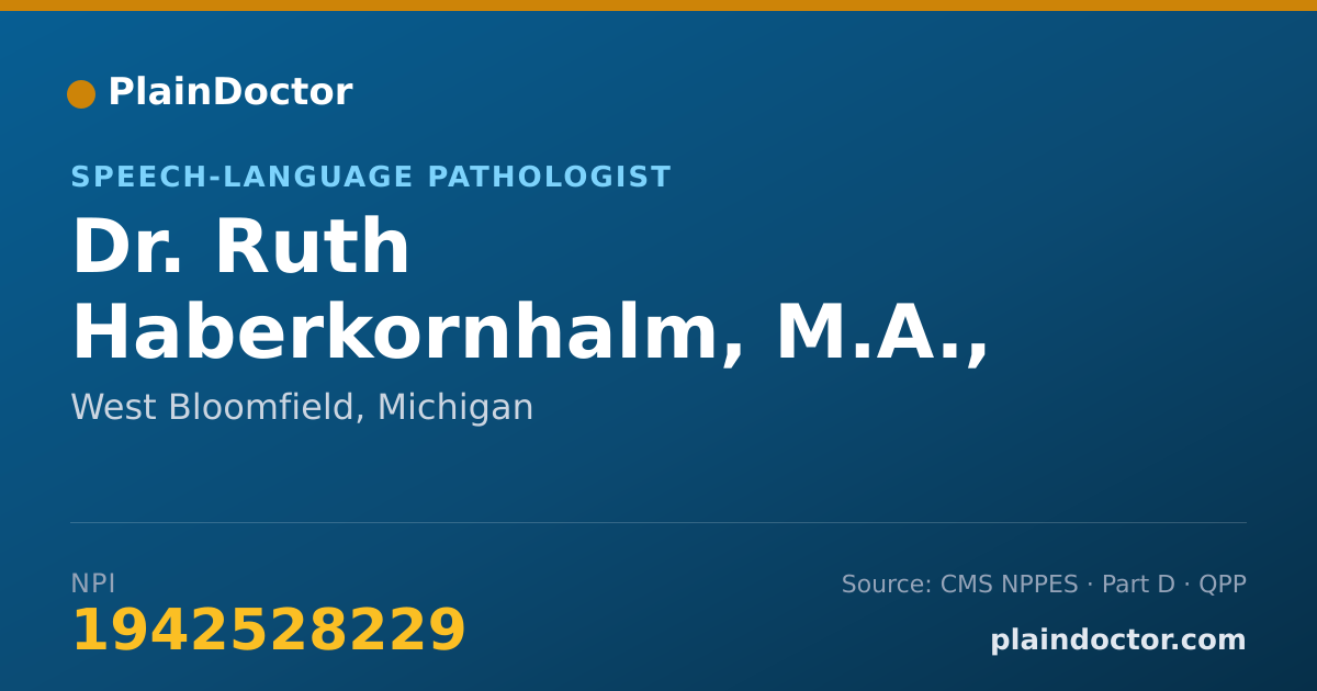 Shareable card for Ruth Haberkornhalm, M.A., CCC/SLP - Speech-Language Pathologist, West Bloomfield, MI