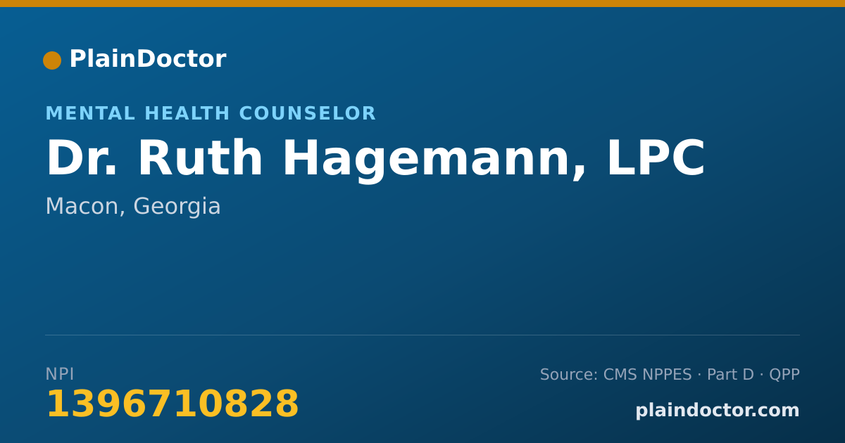 Shareable card for Ruth Hagemann, LPC - Mental Health Counselor, Macon, GA
