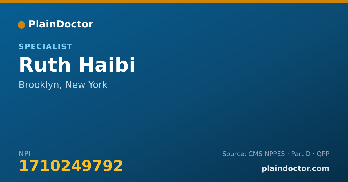 Shareable card for Ruth Haibi - Specialist, Brooklyn, NY
