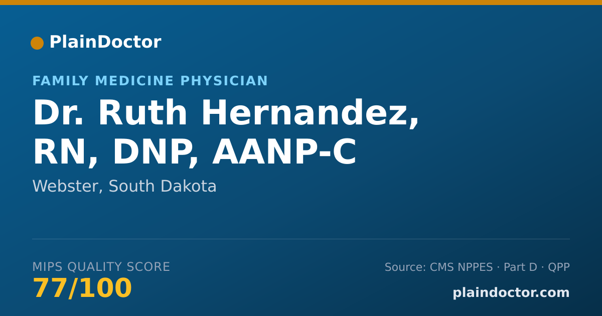 Shareable card for Ruth Hernandez, RN, DNP, AANP-C - Family Medicine Physician, Webster, SD