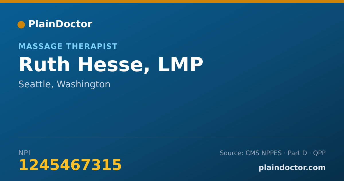 Shareable card for Ruth Hesse, LMP - Massage Therapist, Seattle, WA