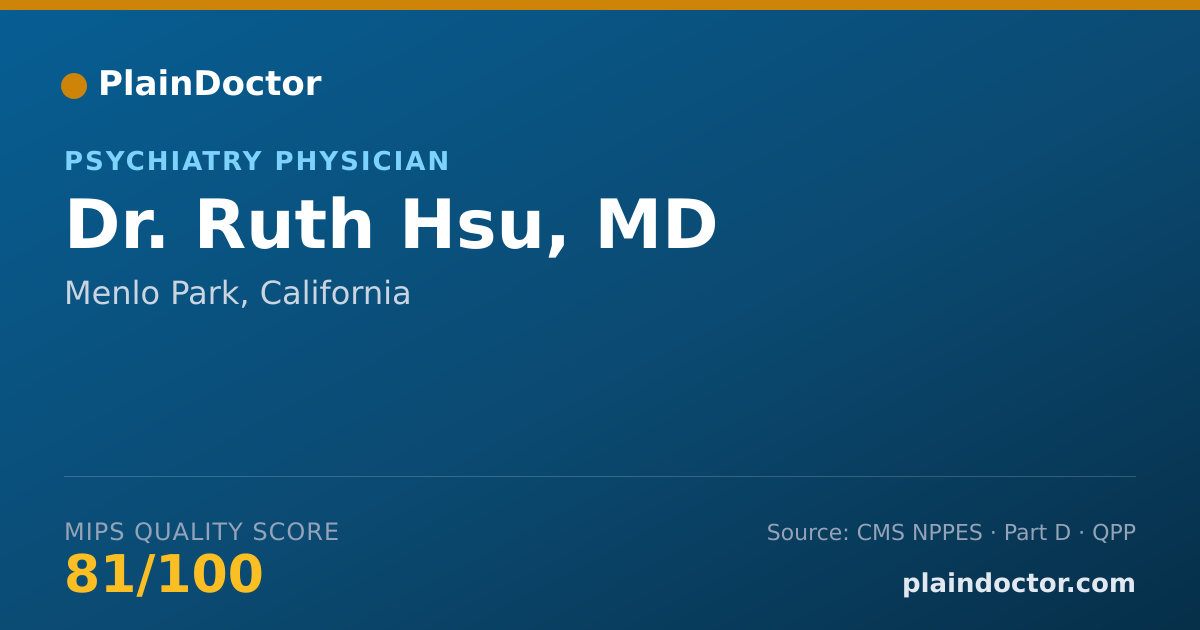 Shareable card for Ruth Hsu, MD - Psychiatry Physician, Menlo Park, CA