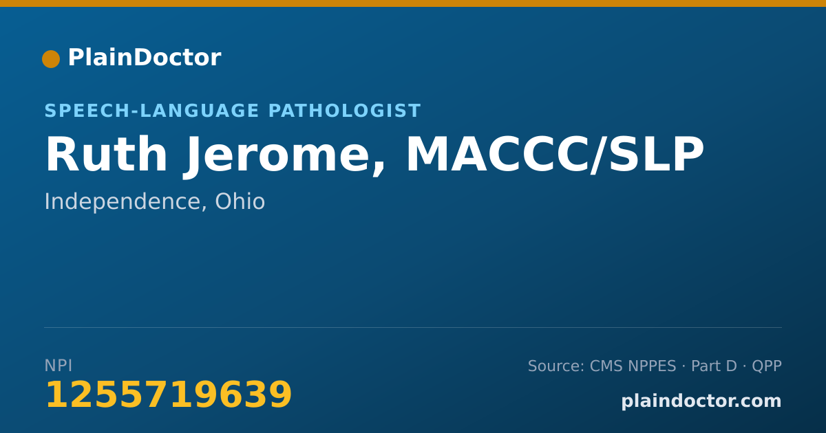 Shareable card for Ruth Jerome, MACCC/SLP - Speech-Language Pathologist, Independence, OH