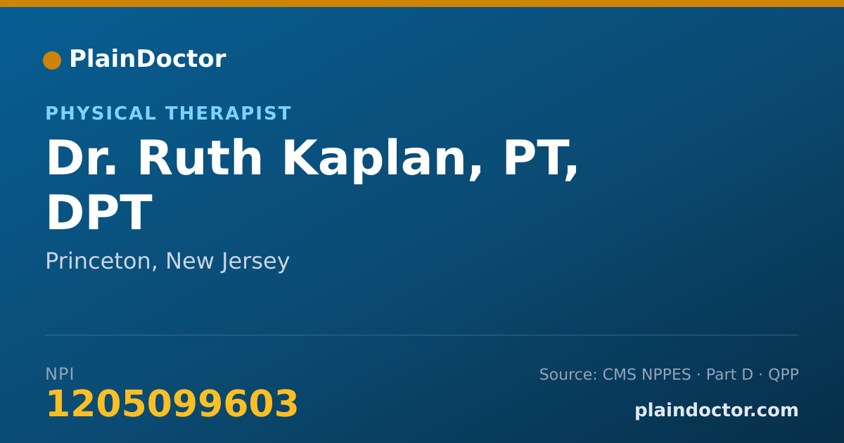 Shareable card for Ruth Kaplan, PT, DPT - Physical Therapist, Princeton, NJ