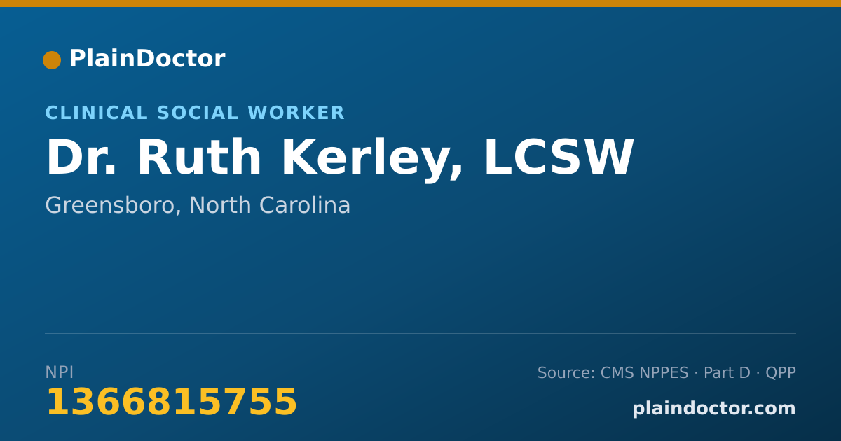 Shareable card for Ruth Kerley, LCSW - Clinical Social Worker, Greensboro, NC