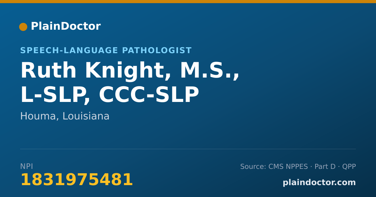 Shareable card for Ruth Knight, M.S., L-SLP, CCC-SLP - Speech-Language Pathologist, Houma, LA