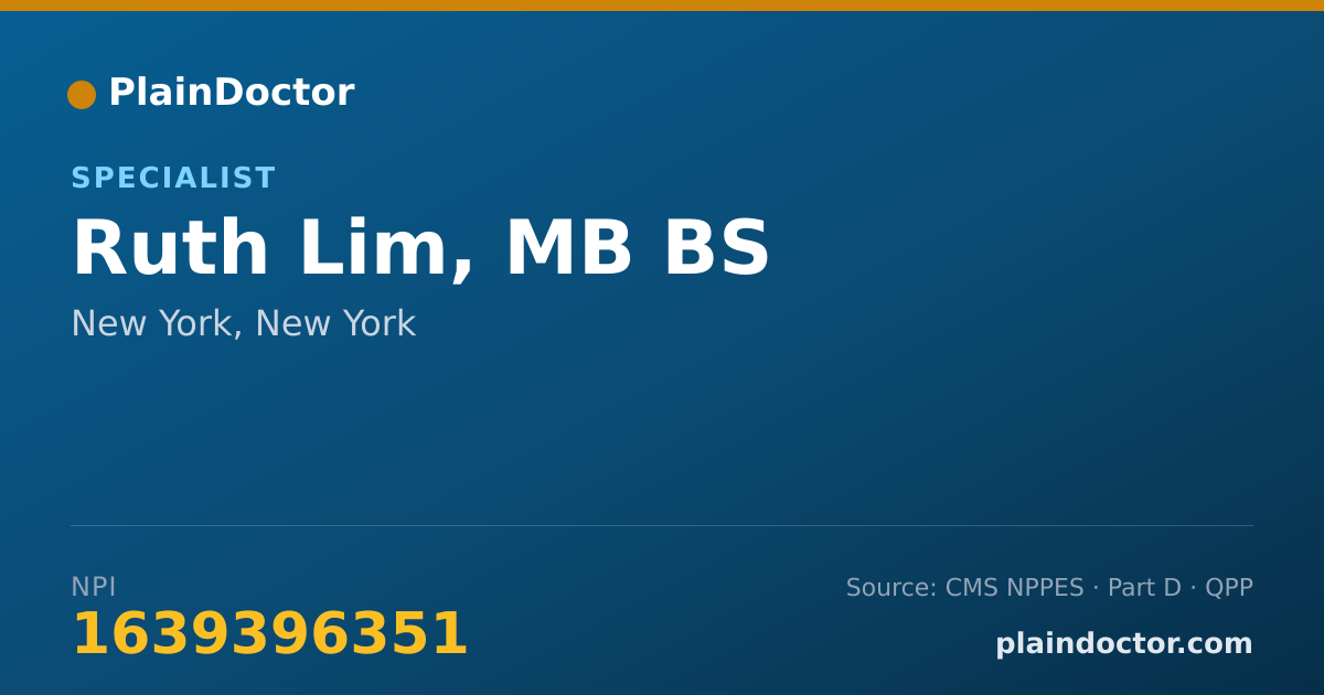 Shareable card for Ruth Lim, MB BS - Specialist, New York, NY