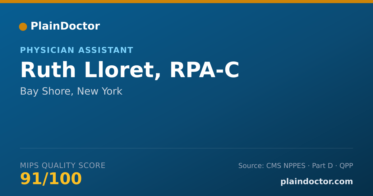 Shareable card for Ruth Lloret, RPA-C - Physician Assistant, Bay Shore, NY
