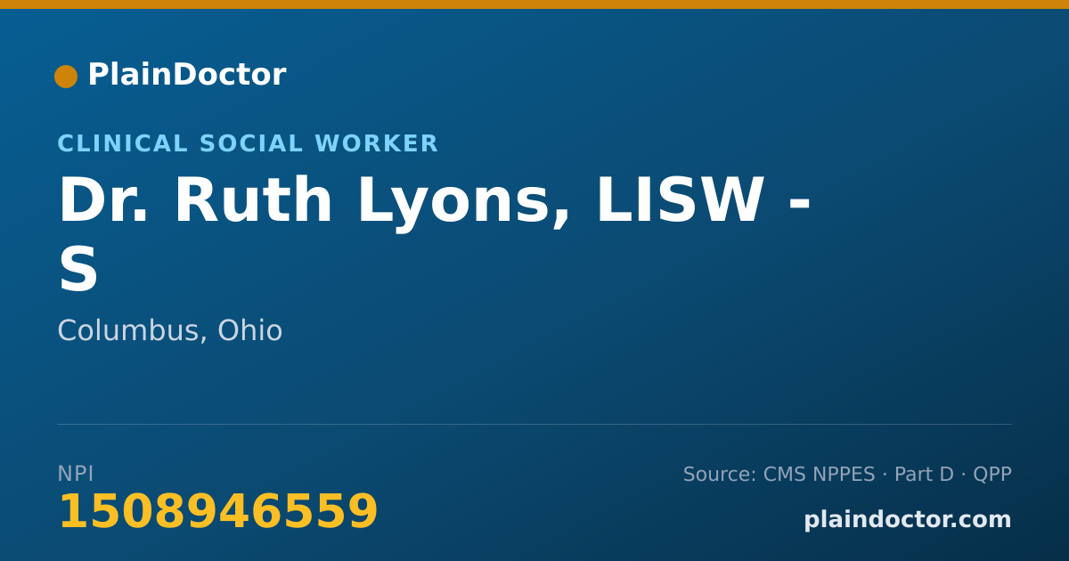 Shareable card for Ruth Lyons, LISW - S - Clinical Social Worker, Columbus, OH