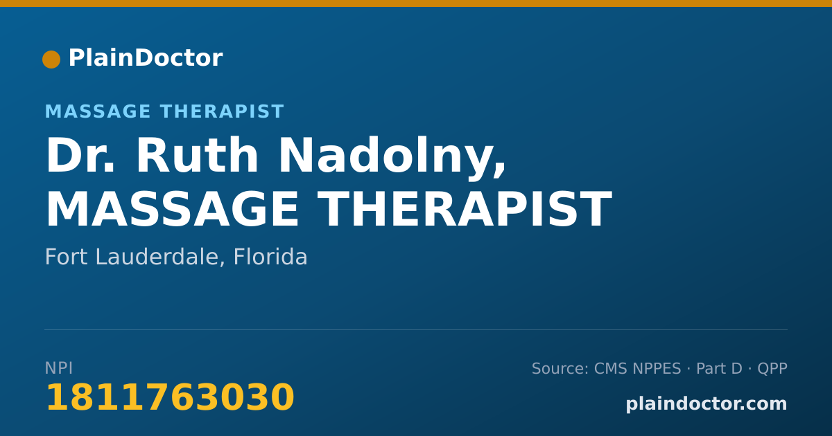 Shareable card for Ruth Nadolny, MASSAGE THERAPIST - Massage Therapist, Fort Lauderdale, FL