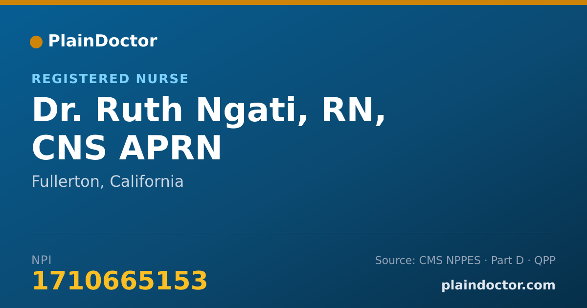 Shareable card for Ruth Ngati, RN, CNS APRN - Registered Nurse, Fullerton, CA
