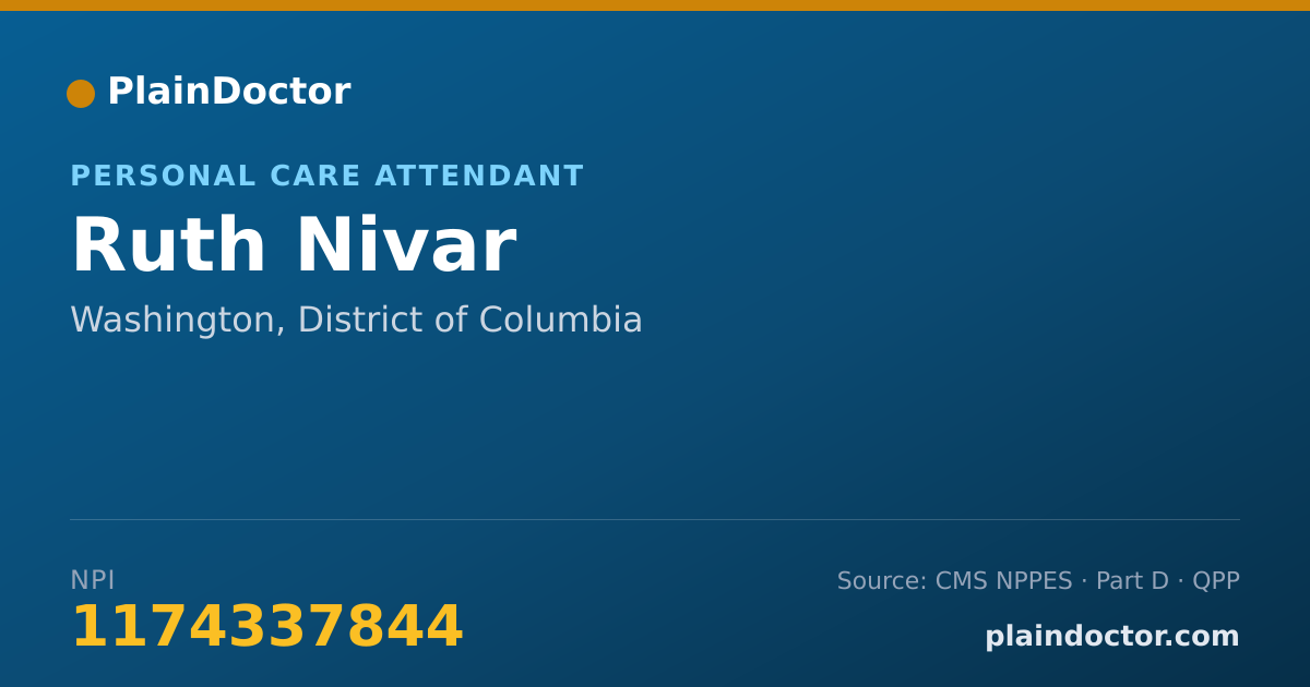 Shareable card for Ruth Nivar - Personal Care Attendant, Washington, DC