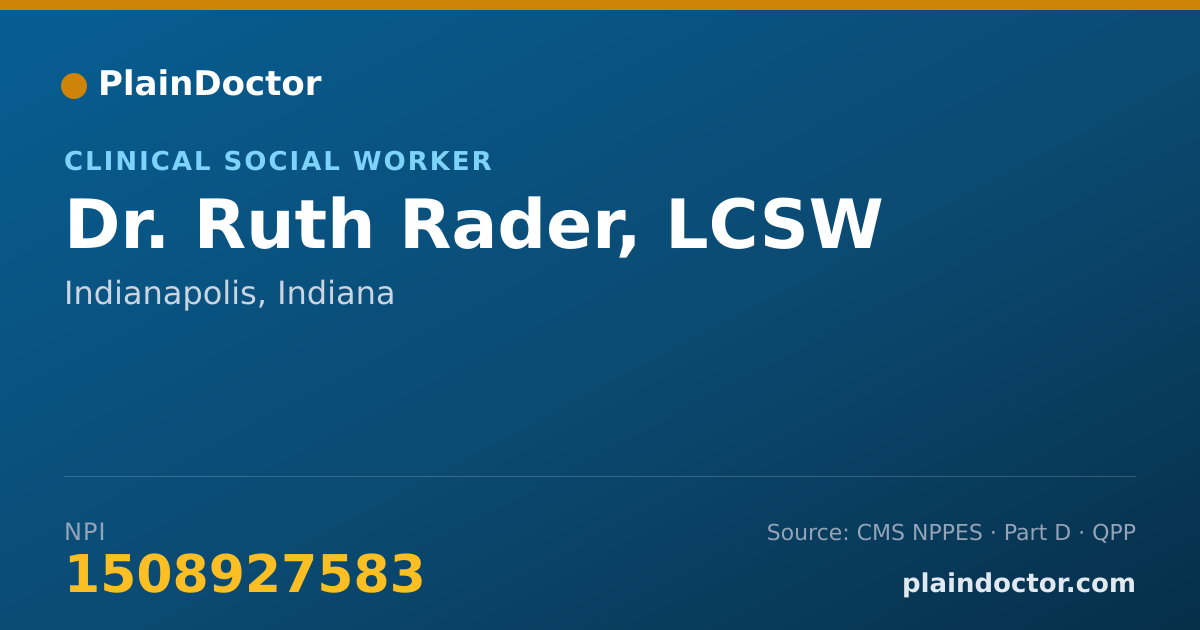 Shareable card for Ruth Rader, LCSW - Clinical Social Worker, Indianapolis, IN