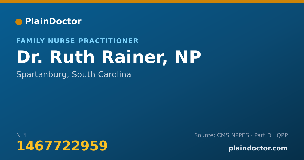 Shareable card for Ruth Rainer, NP - Family Nurse Practitioner, Spartanburg, SC