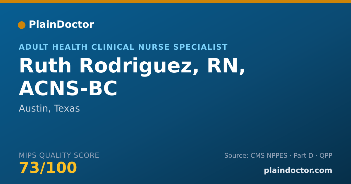 Shareable card for Ruth Rodriguez, RN, ACNS-BC - Adult Health Clinical Nurse Specialist, Austin, TX