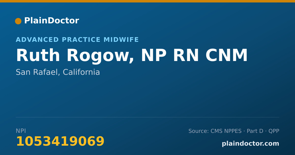 Shareable card for Ruth Rogow, NP RN CNM - Ambulatory Women's Health Care Registered Nurse, San Rafael, CA