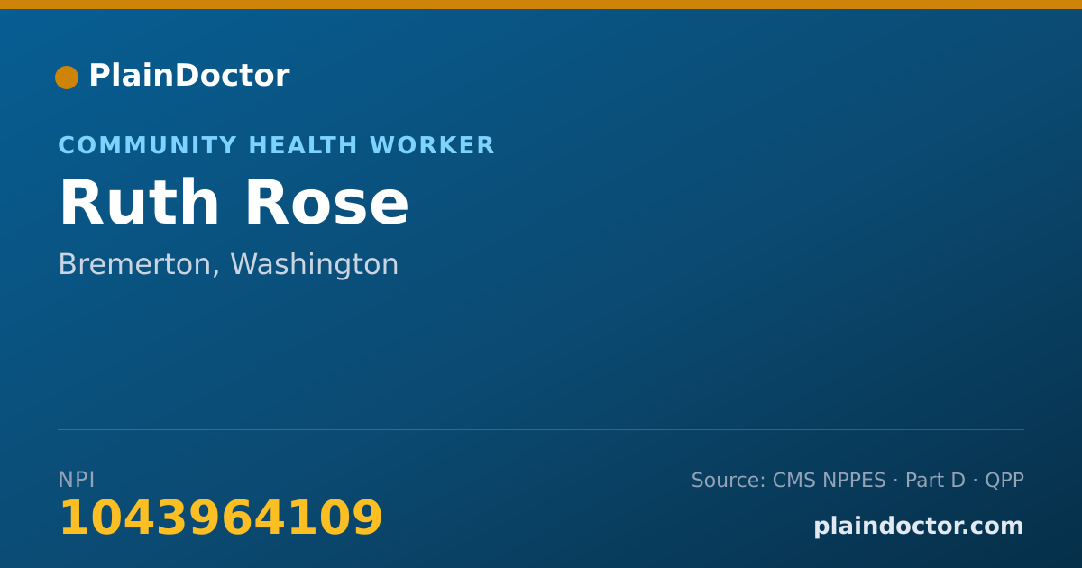 Shareable card for Ruth Rose - Community Health Worker, Bremerton, WA