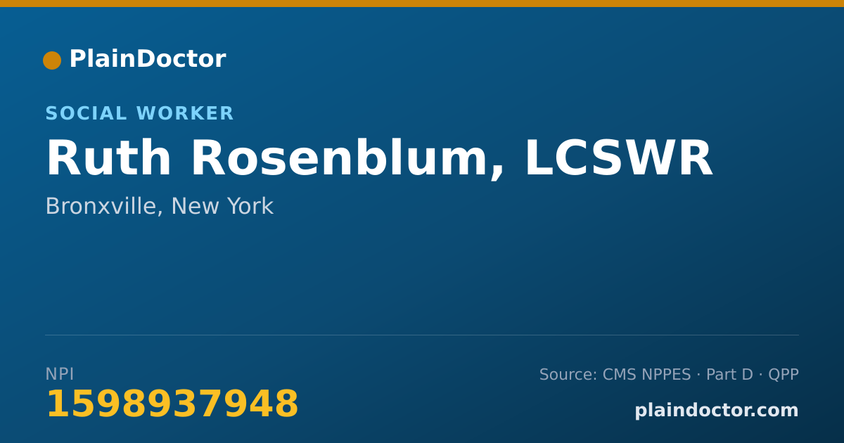 Shareable card for Ruth Rosenblum, LCSWR - Social Worker, Bronxville, NY