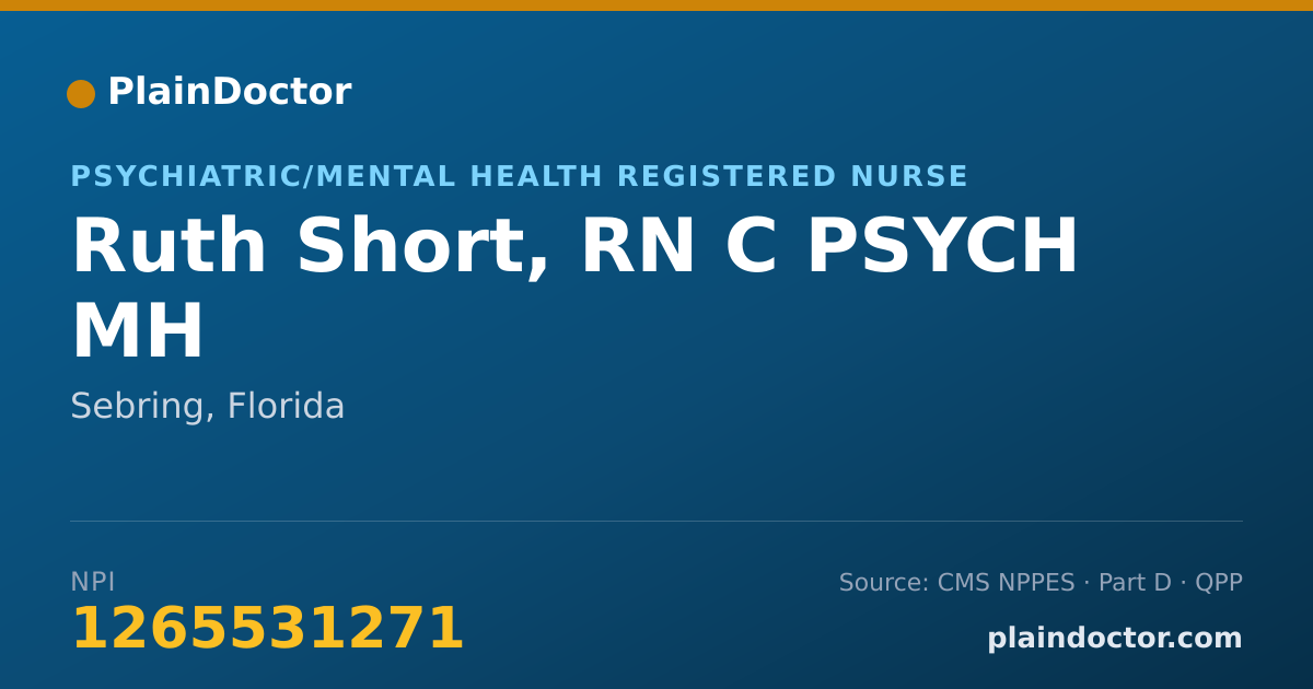Shareable card for Ruth Short, RN C PSYCH MH - Psychiatric/Mental Health Registered Nurse, Sebring, FL