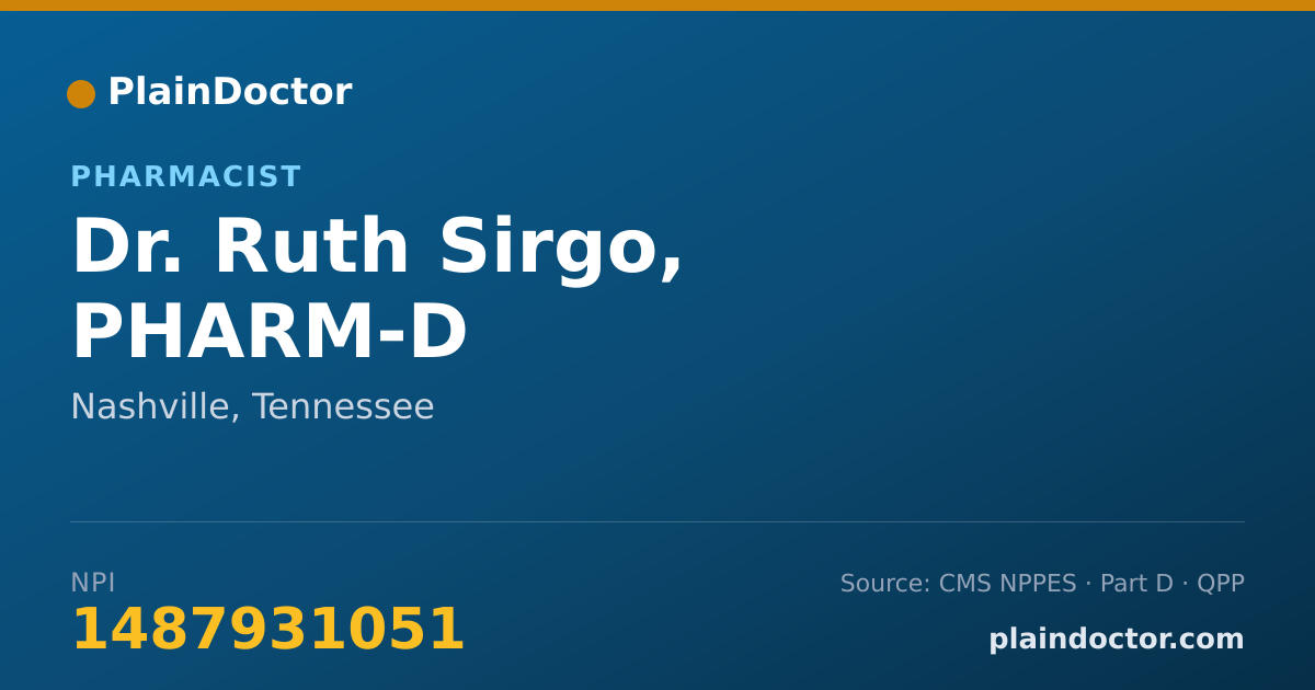 Shareable card for Ruth Sirgo, PHARM-D - Pharmacist, Nashville, TN