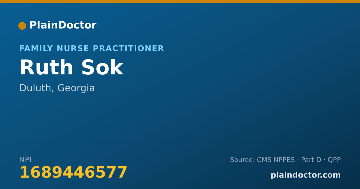 Shareable card for Ruth Sok - Family Nurse Practitioner, Duluth, GA