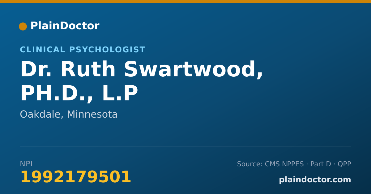 Shareable card for Ruth Swartwood, PH.D., L.P - Clinical Psychologist, Oakdale, MN