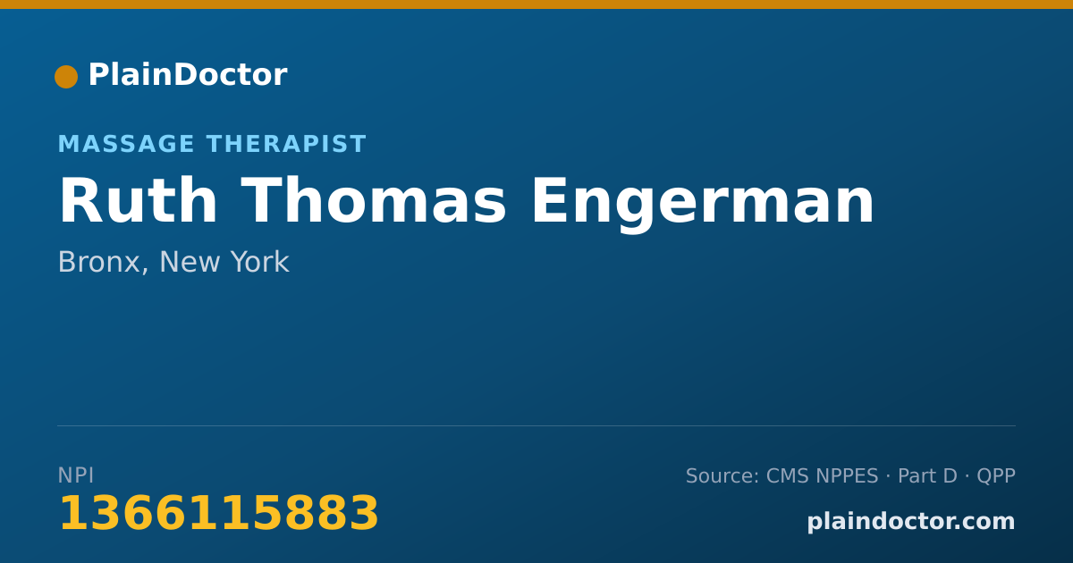 Shareable card for Ruth Thomas Engerman - Massage Therapist, Bronx, NY