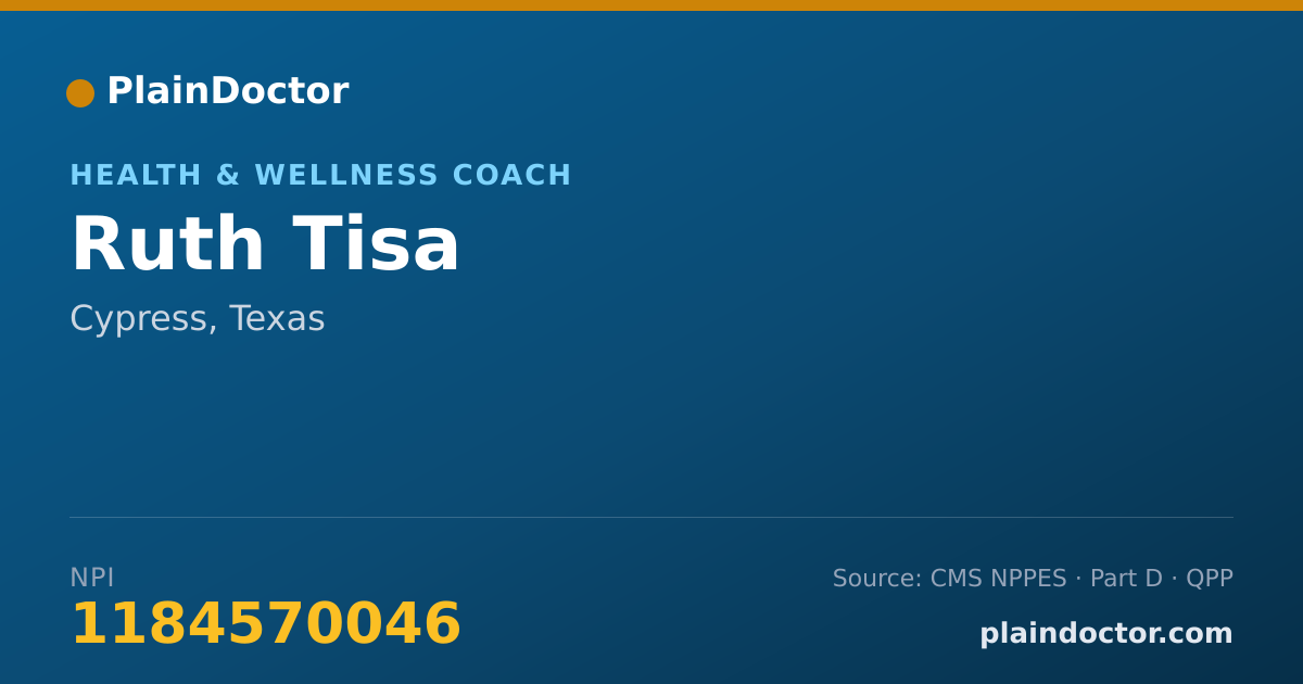 Shareable card for Ruth Tisa - Health & Wellness Coach, Cypress, TX