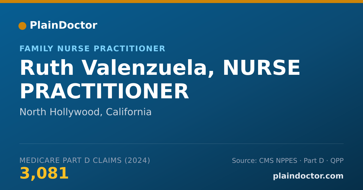 Shareable card for Ruth Valenzuela, NURSE PRACTITIONER - Family Nurse Practitioner, North Hollywood, CA