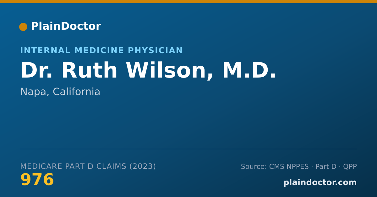 Shareable card for Ruth Wilson, M.D. - Internal Medicine Physician, Napa, CA