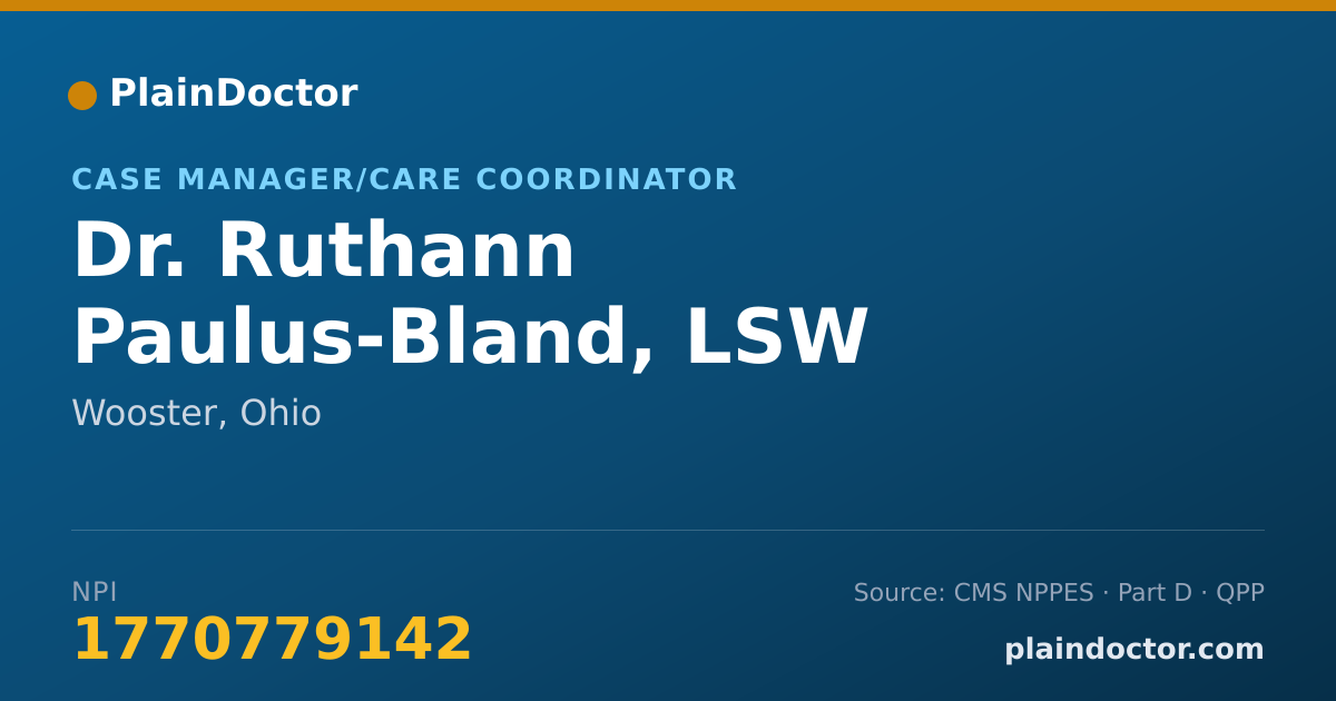 Shareable card for Ruthann Paulus-Bland, LSW - Case Manager/Care Coordinator, Wooster, OH