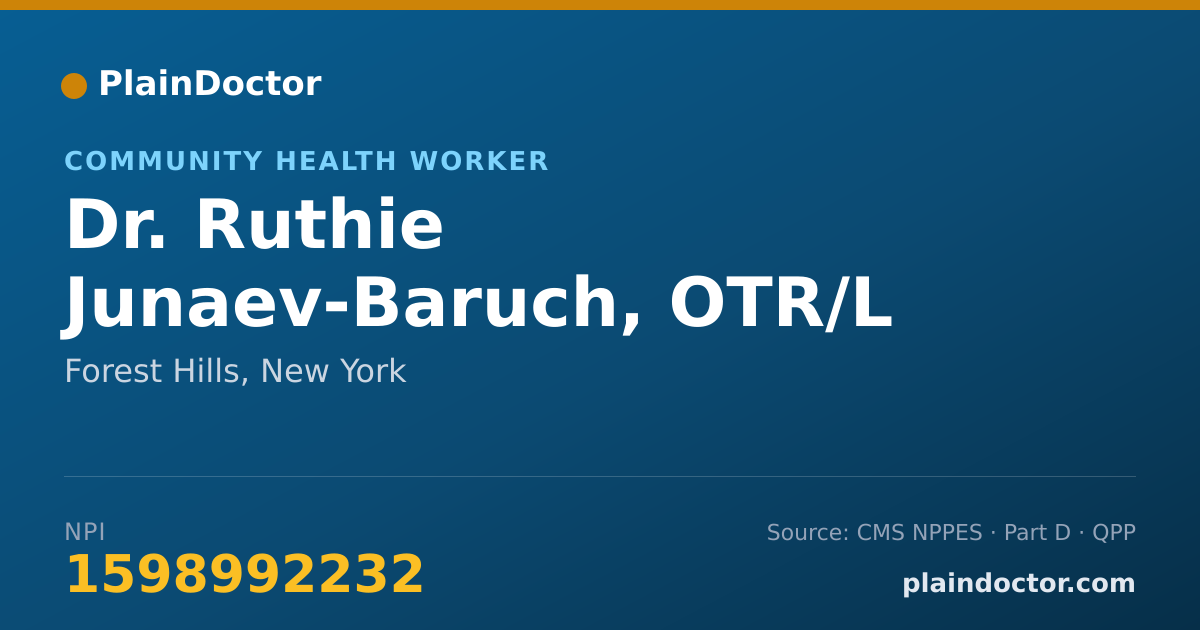 Shareable card for Ruthie Junaev-Baruch, OTR/L - Community Health Worker, Forest Hills, NY