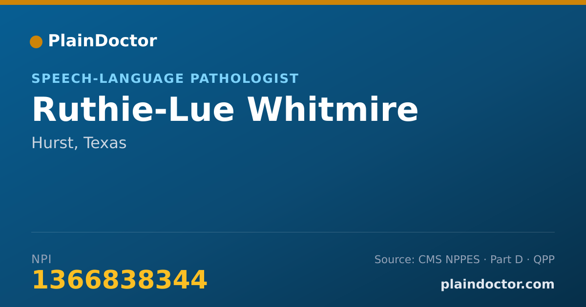Shareable card for Ruthie-Lue Whitmire - Speech-Language Pathologist, Hurst, TX