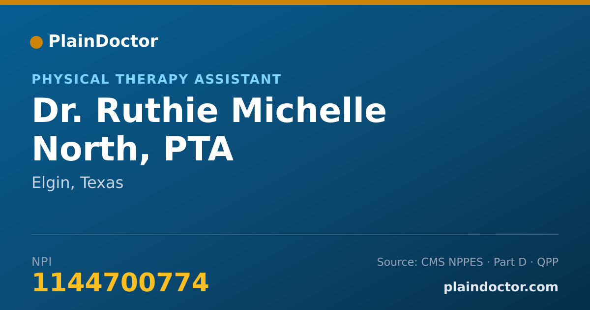 Shareable card for Ruthie Michelle North, PTA - Physical Therapy Assistant, Elgin, TX