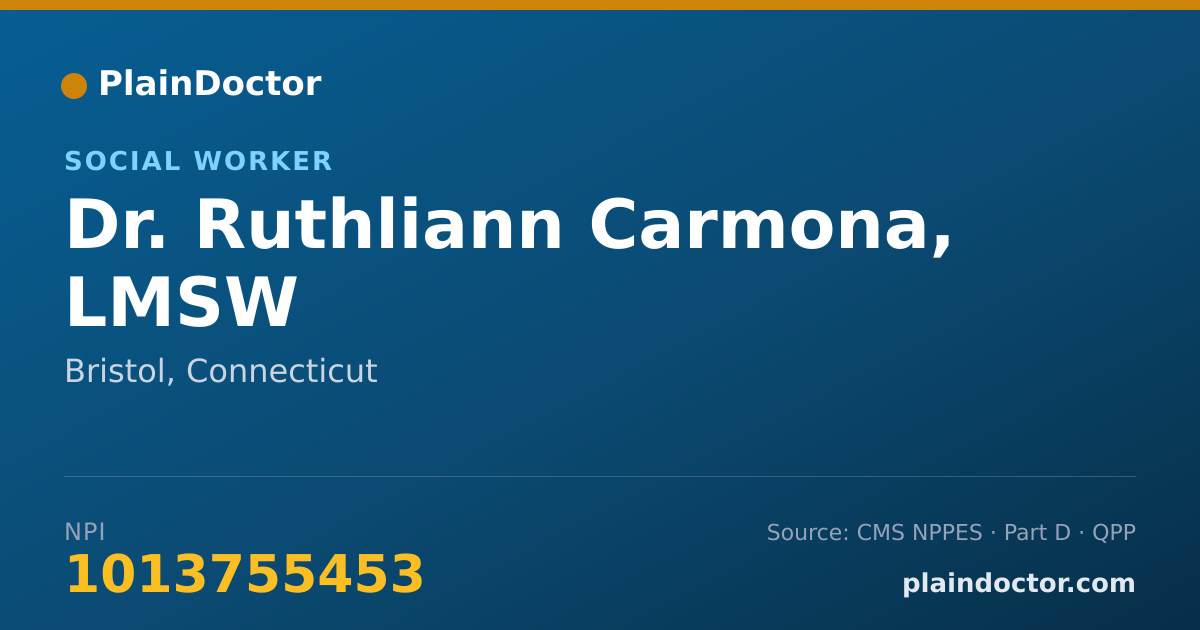 Shareable card for Ruthliann Carmona, LMSW - Social Worker, Bristol, CT