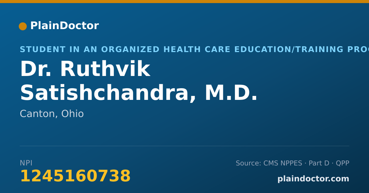 Shareable card for Ruthvik Satishchandra, M.D. - Student in an Organized Health Care Education/Training Program, Canton, OH