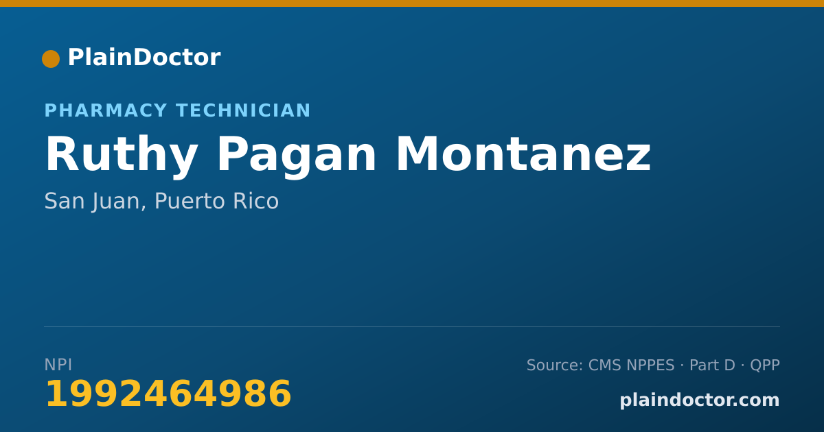 Shareable card for Ruthy Pagan Montanez - Pharmacy Technician, San Juan, PR