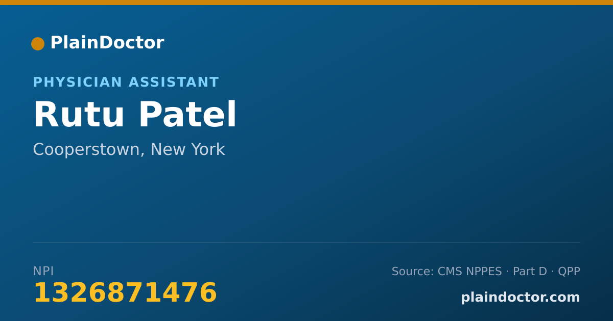 Shareable card for Rutu Patel - Physician Assistant, Cooperstown, NY