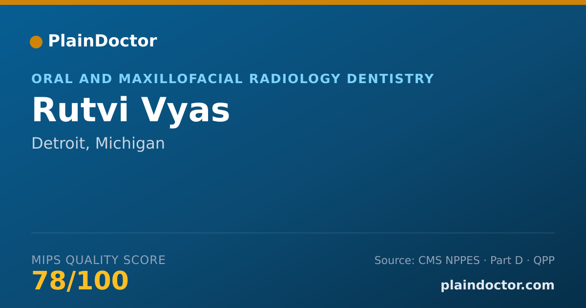 Shareable card for Rutvi Vyas - Oral and Maxillofacial Radiology Dentistry, Detroit, MI