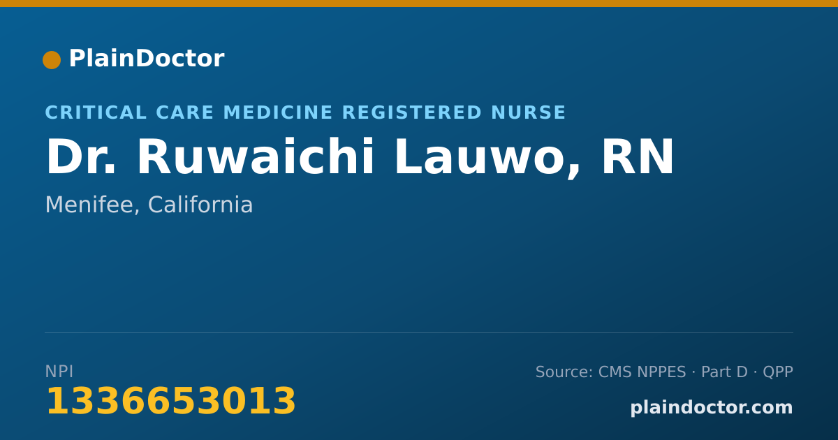 Shareable card for Ruwaichi Lauwo, RN - Critical Care Medicine Registered Nurse, Menifee, CA