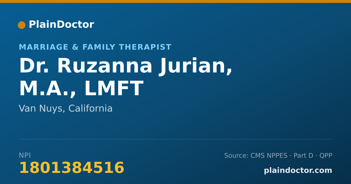 Shareable card for Ruzanna Jurian, M.A., LMFT - Marriage & Family Therapist, Van Nuys, CA
