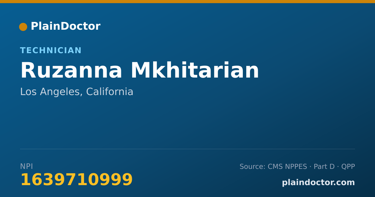 Shareable card for Ruzanna Mkhitarian - Technician, Los Angeles, CA