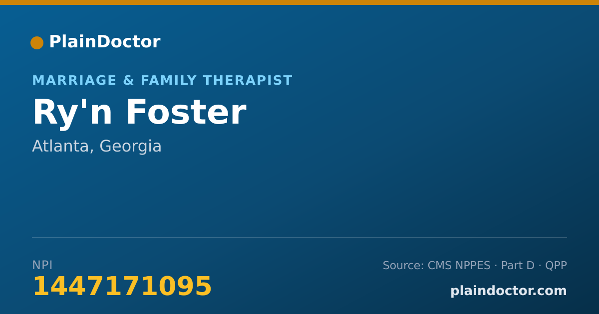 Shareable card for Ry'n Foster - Marriage & Family Therapist, Atlanta, GA