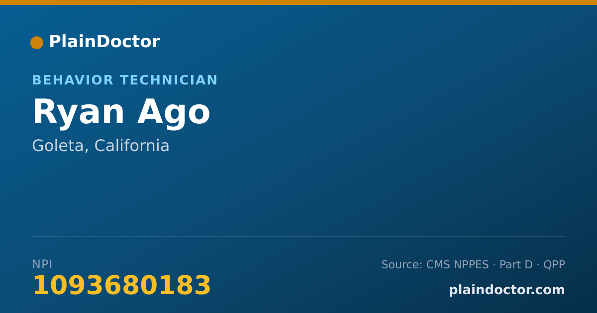 Shareable card for Ryan Ago - Behavior Technician, Goleta, CA