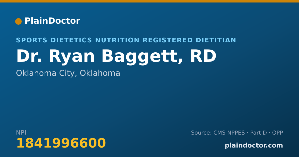 Shareable card for Ryan Baggett, RD - Sports Dietetics Nutrition Registered Dietitian, Oklahoma City, OK