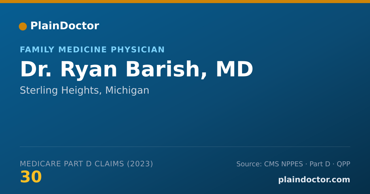 Shareable card for Ryan Barish, MD - Family Medicine Physician, Sterling Heights, MI