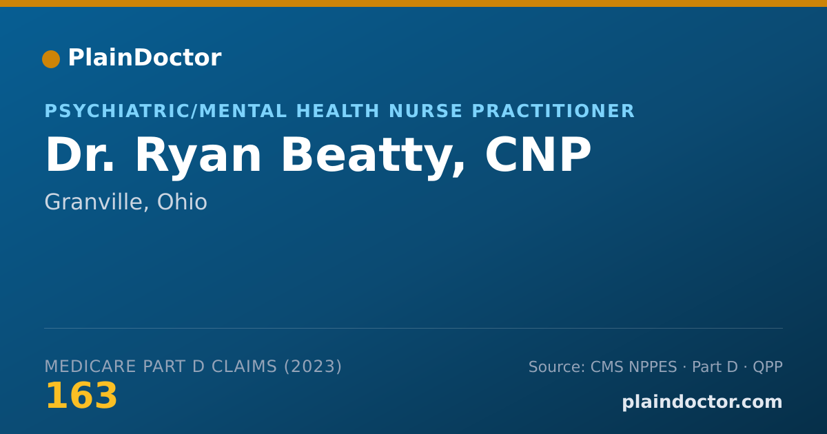 Shareable card for Ryan Beatty, CNP - Psychiatric/Mental Health Nurse Practitioner, Granville, OH